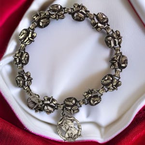 Vintage Mother Mary Jesus Sterling Silver Catholic Rosary Bracelet Saints Link Bracelet Sterling Silver Saints Bracelet Religious Jewelry