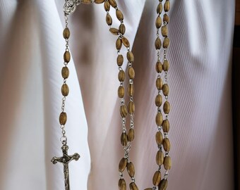 Vintage Olive Wood Rosary with Soil from Holy Land Rosary Terra Jerusalem Rosary Vintage Wood Rosary from Jerusalem Religious Gift Catholic