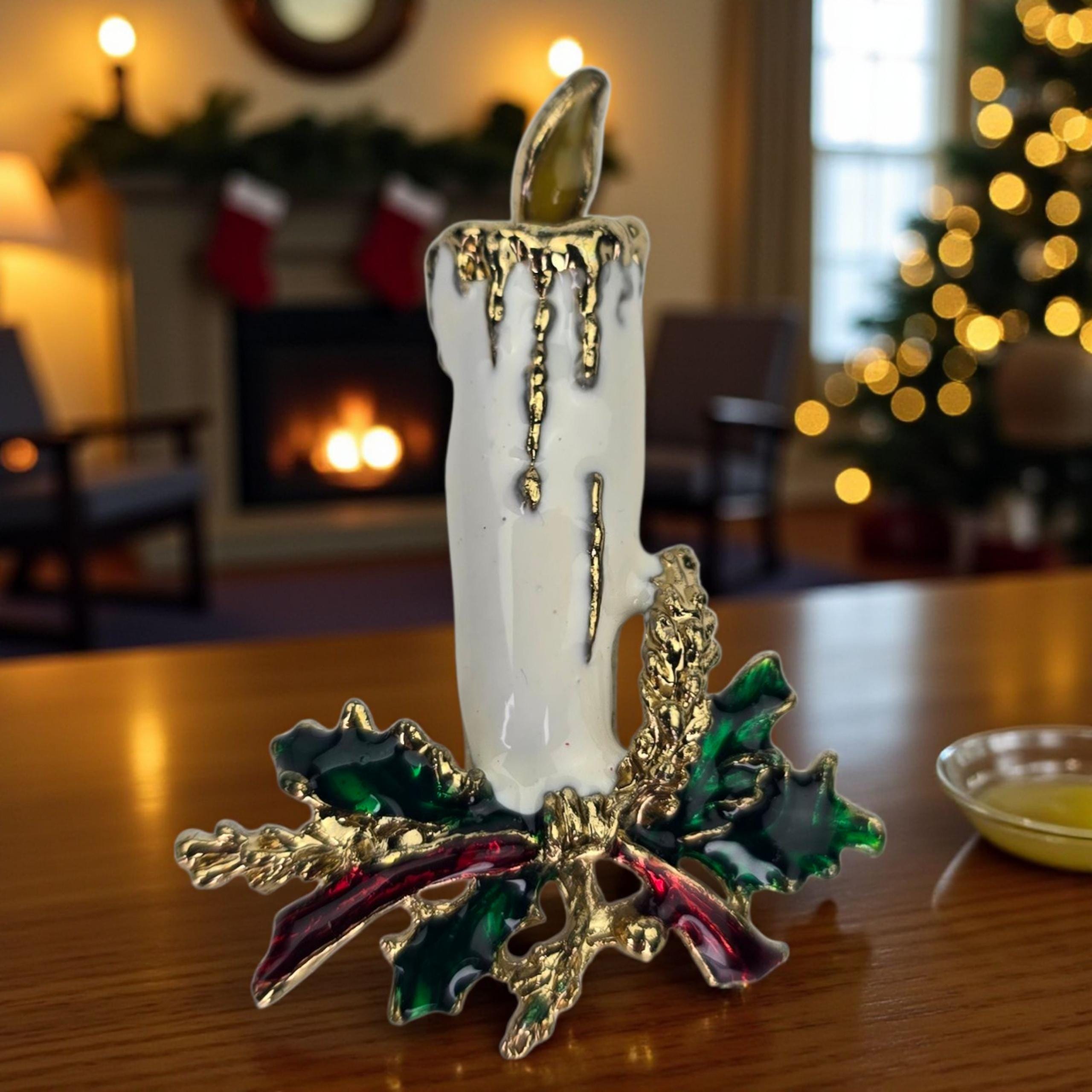 christmas candle brooch