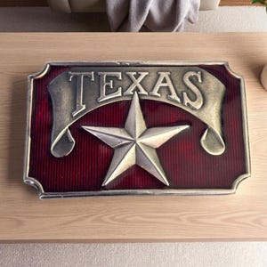Vintage Texas Lone Star Belt Buckle Texas Red Commemorative Belt Buckle Celebrate America Texoma Buckle Texas Gift for Cowboy Texas Buckle