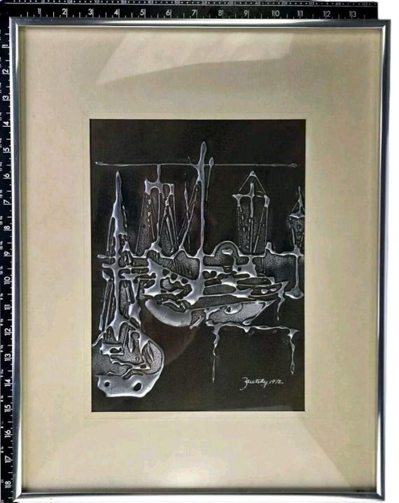 Vintage Joel Zaretsky Signed Contemporary Modernist Mixed Media