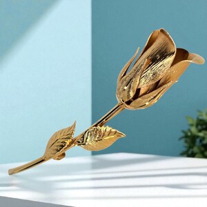 Goldene Satin Rose Brosche, Handgemachte Blumen Ans Produktbild-Vorschau 3