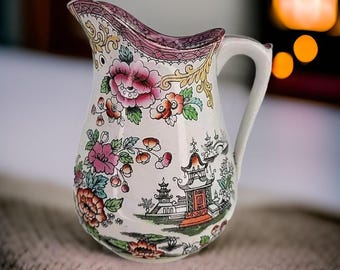 アンティーク J Edwards & Sons ピッチャー アンティーク 中国の花柄
