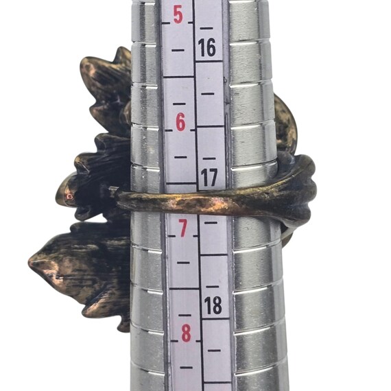 Vintage Large Rhinestone Leaf Statement Ring Bras… - image 7