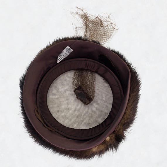 Vintage Brown Pillbox Hat with Gem Accents Vintage Fascinator Hat, 1950s Style, Plate Hat, Pill Box Hat  main image 2