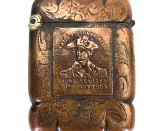 Rare Antique Victorian Copper Vesta Match Safe Case Holder Unique