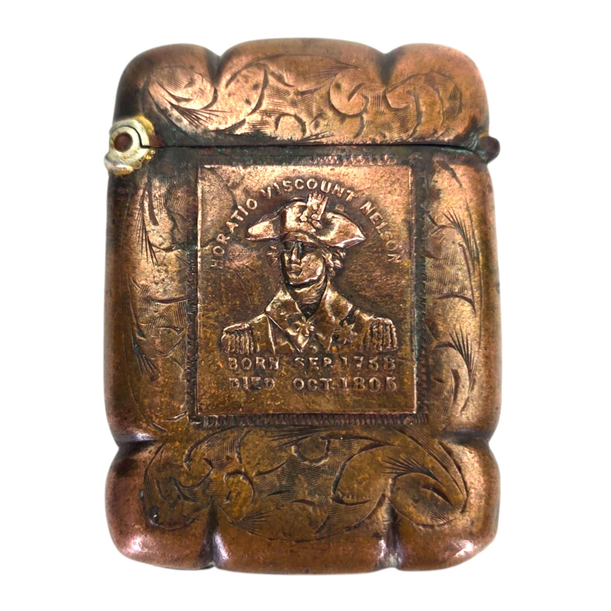 Rare Antique Victorian Copper Vesta Match Safe Case Holder Unique