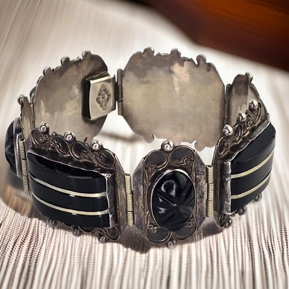 アクセサリー silver 925 ONYX vintage bracelet Vintage Black Onyx Sterling Bracelet Vintage Silver Black