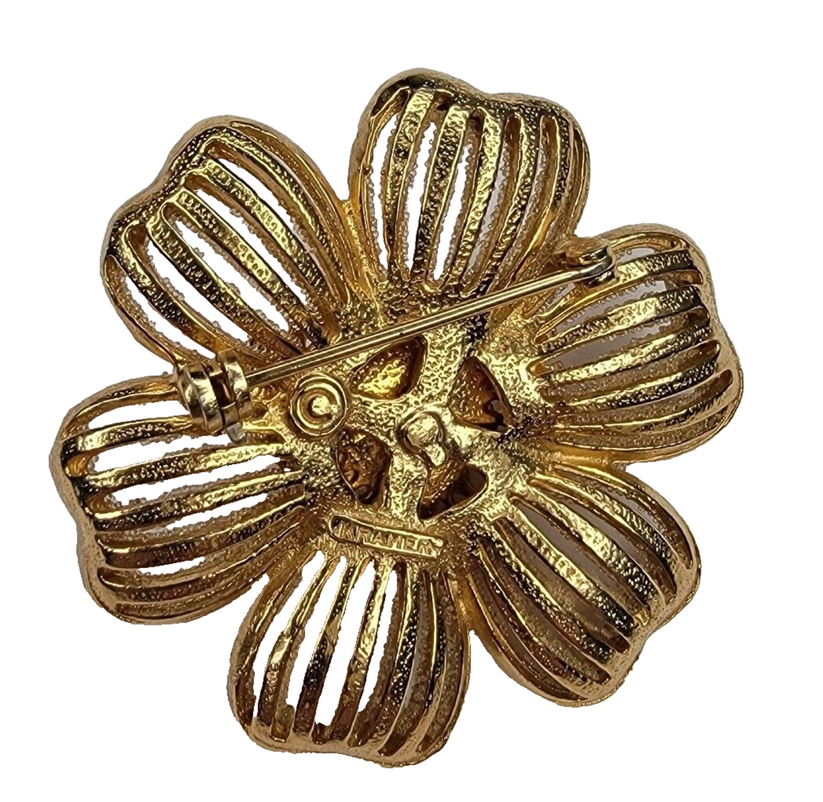 KRAMER ヴィンテージ ブローチ　大ぶり Signed Kramer Brooch Vintage Kramer Pin Gold Tone Vintage Pearl