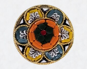 ヴィンテージマイクロモザイクブローチ イタリア製 ヴィンテージ