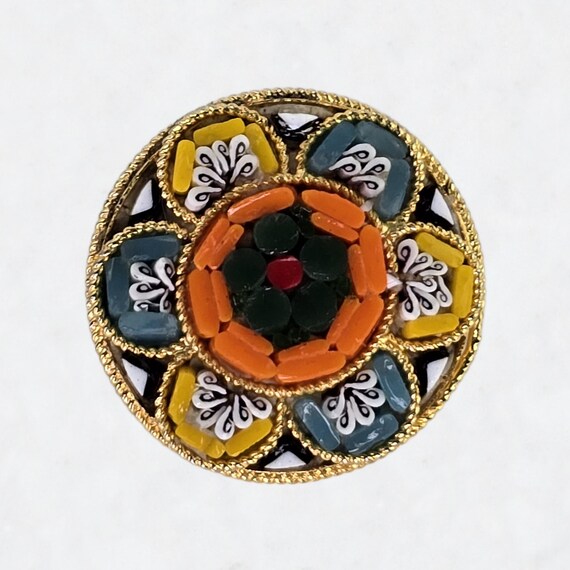 ヴィンテージマイクロモザイクブローチ イタリア製 ヴィンテージ