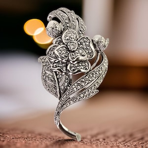 Vintage KJL Signed Flower Brooch Kenneth Jay Lane For Avon Floral Brooch Signed KJL Flower Brooch Silver Tone Faux Pearl Vintage Brooch Gift