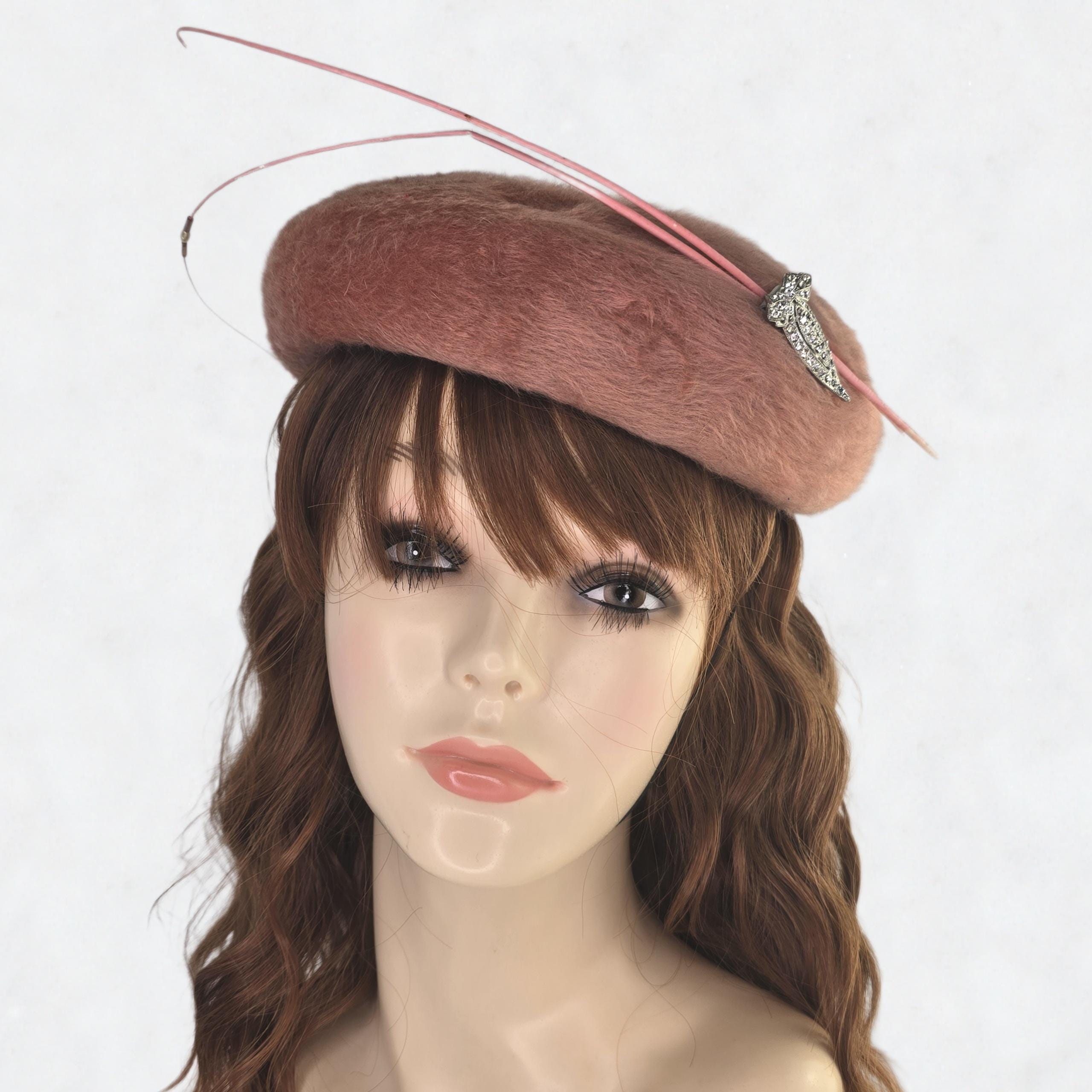 Vintage Pink Fur Hat Midcentury Womens Pink Winter Hat