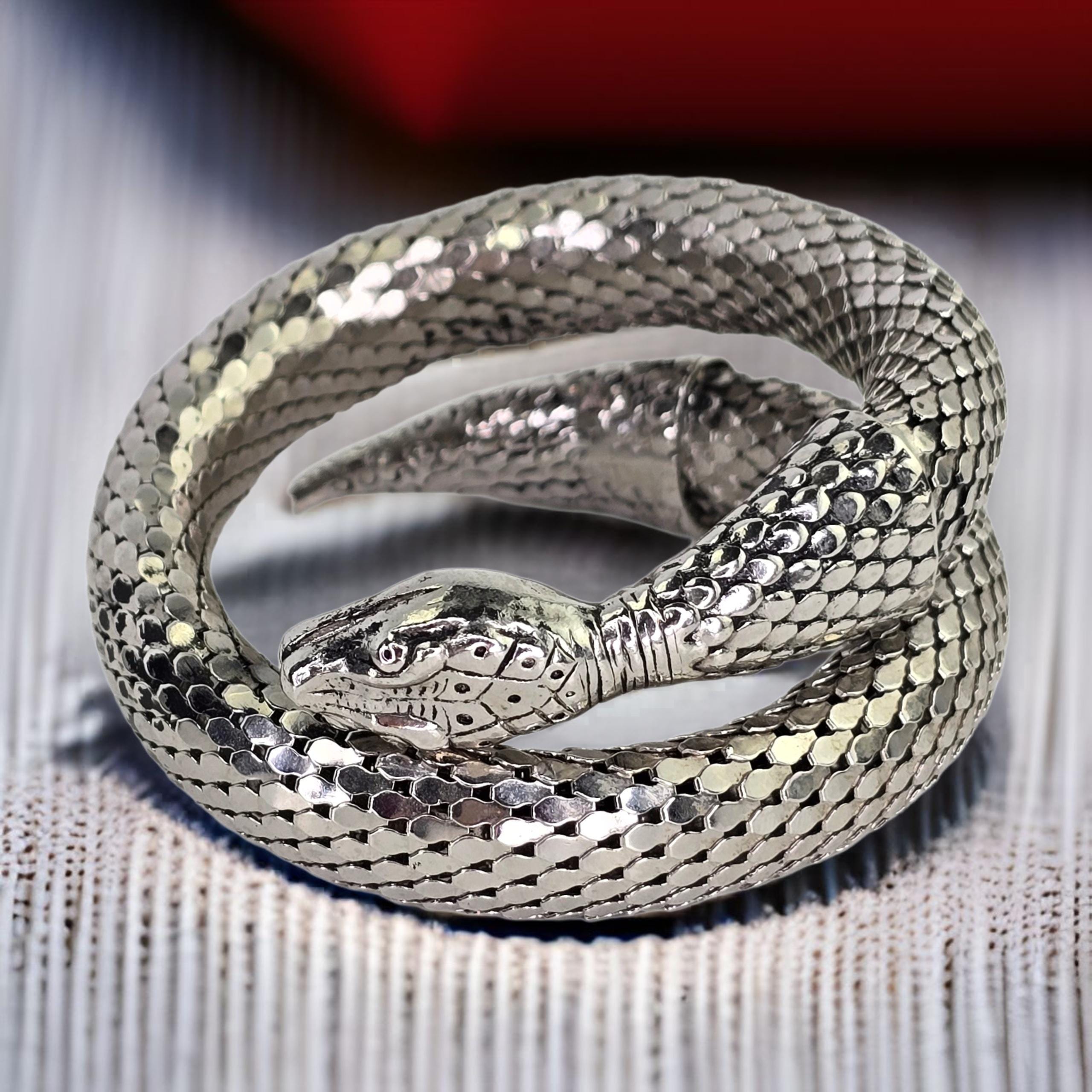 Vintage Whiting & Davis Mesh Snake Bracelet Vintage Rhodium Plated