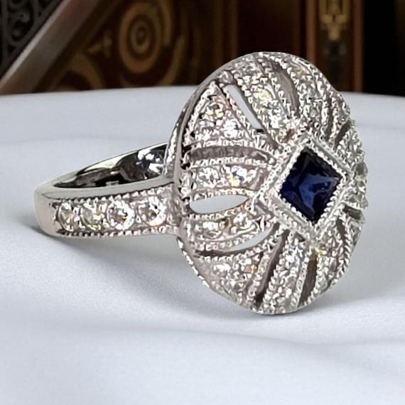 Vintage Joseph Esposito Sterling Silver Dark Blue Synthetic