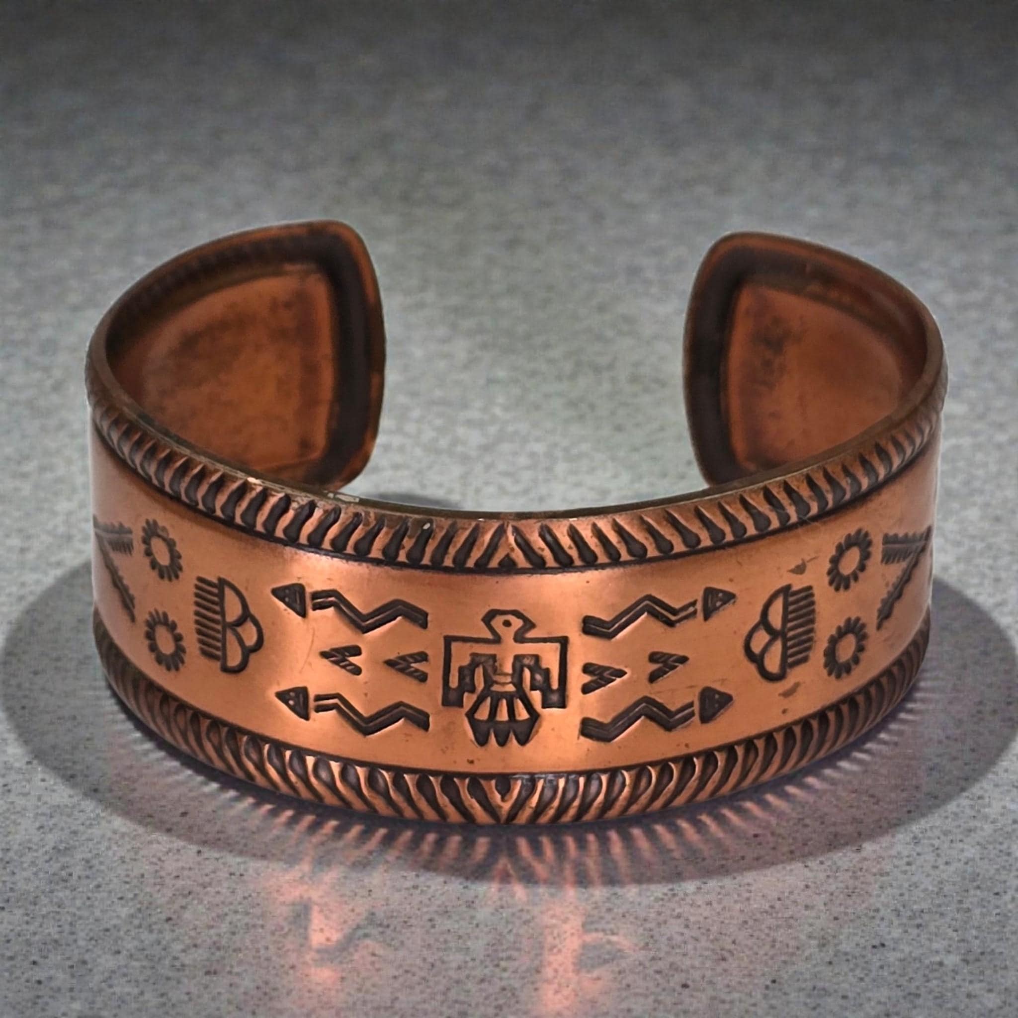 Vintage Navajo Bell Trading Post Stamped Thunderbird Solid Copper