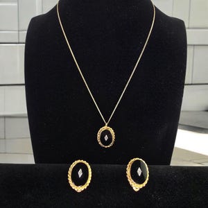 Orecchini Onice Nero Oro – Gemma Ovale Con Cristalli Cz – Gioielli Donne E Ragazze – Stile Boho Vintage