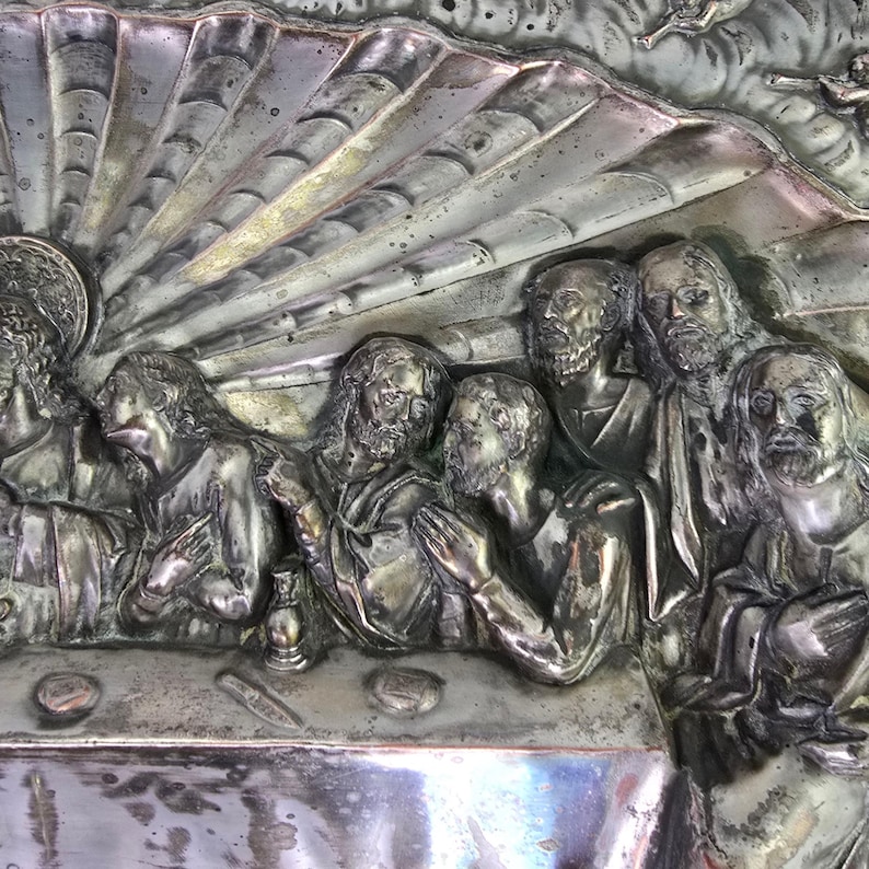 Antique the Last Supper Copper Silver Plated High Relief 3D Panel ...