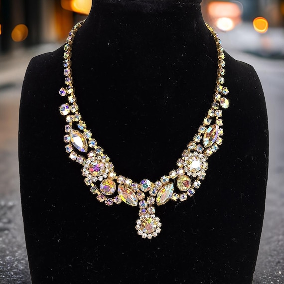 クリスタルラインストーンステートメントネックレス ヴィンテージ チャンキーチェーン チョーカー 襟 ビブステートメントネックレス ファ　並行輸入 | FASUND レディース ステートメント ビブネックレス