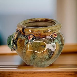 Antique Majolica Pottery Planter Unique 19th Century Signed French Majolica Planter 3D Turtle Gift Vintage Pottery Handmade Earth Tone Decor