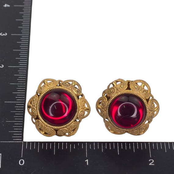 Vintage Signed Miriam Haskell Gold Tone Red Gripo… - image 5