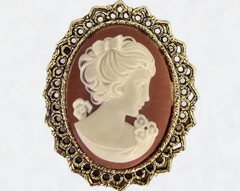 Vintage Midcentury Our Lady of the Snows Cameo Brooch Vintage