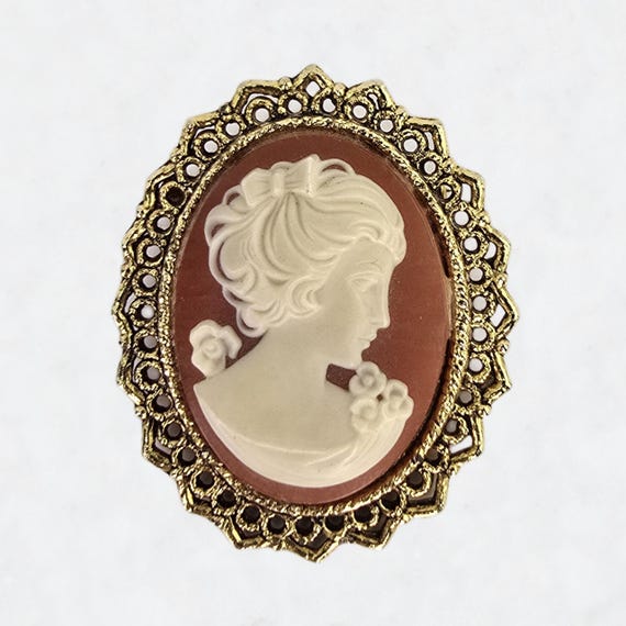 Vintage Midcentury Our Lady of the Snows Cameo Brooch Vintage
