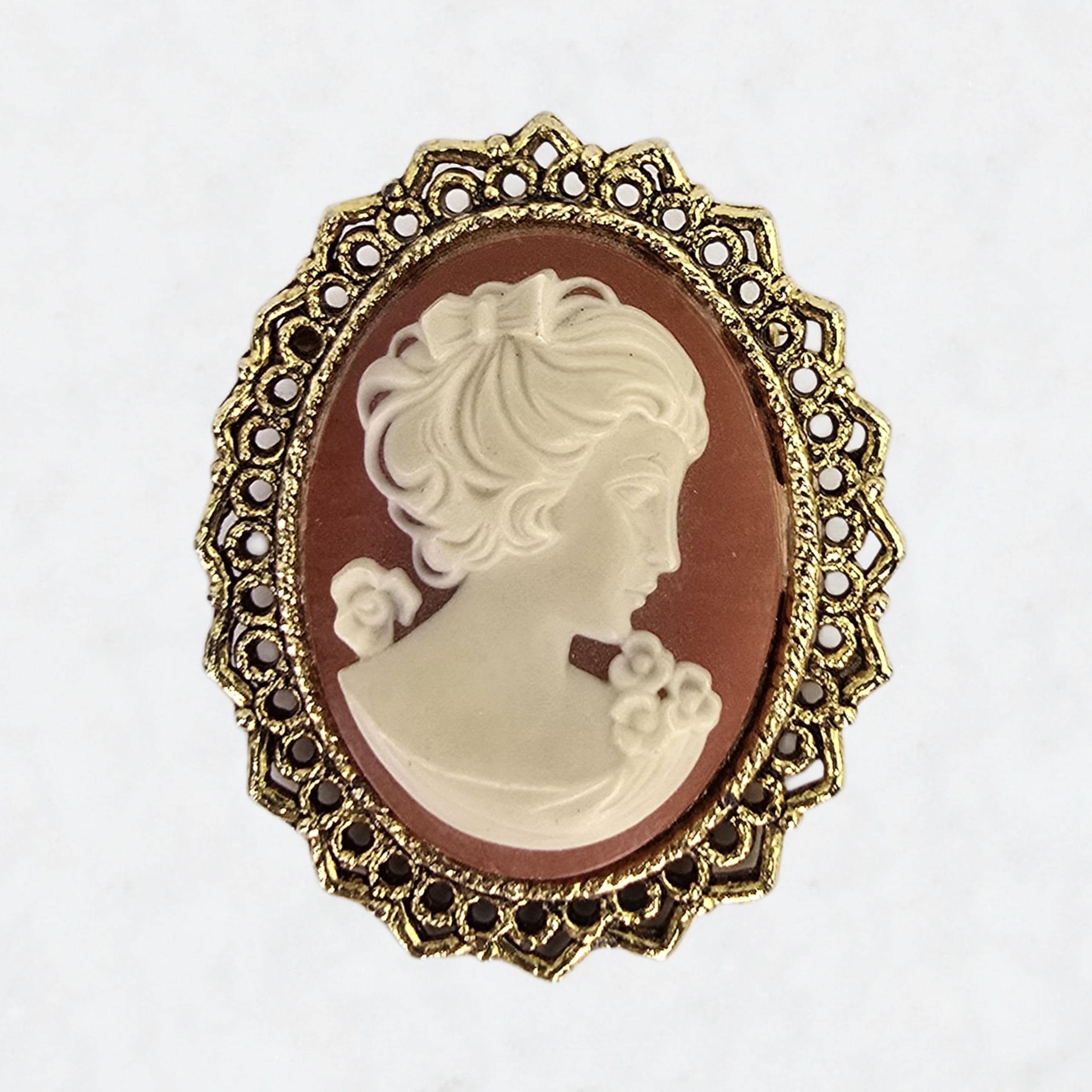 Vintage Midcentury Our Lady of the Snows Cameo Brooch Vintage