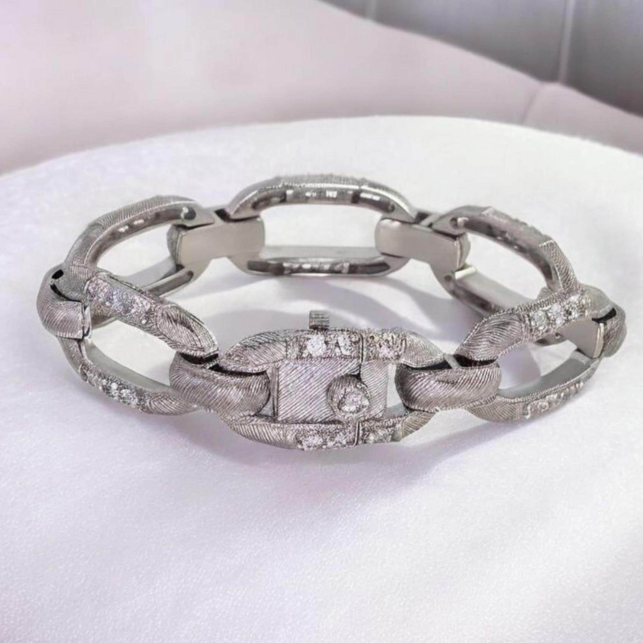 Vintage Judith Ripka Sterling Silver CZ Diamonique Cable Link