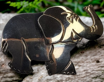 Vintage Elephant Brooch Lapel Pin Silver Tone With Gift Box