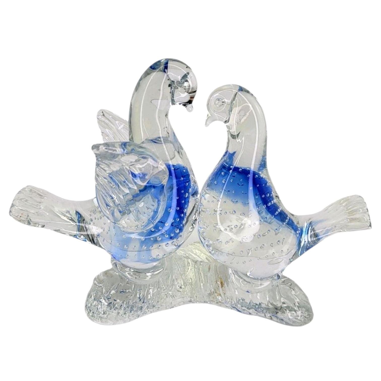 Salviati｜murano/ムラーノ｜ガラスオブジェクト｜青茶｜鳥｜ Salviati