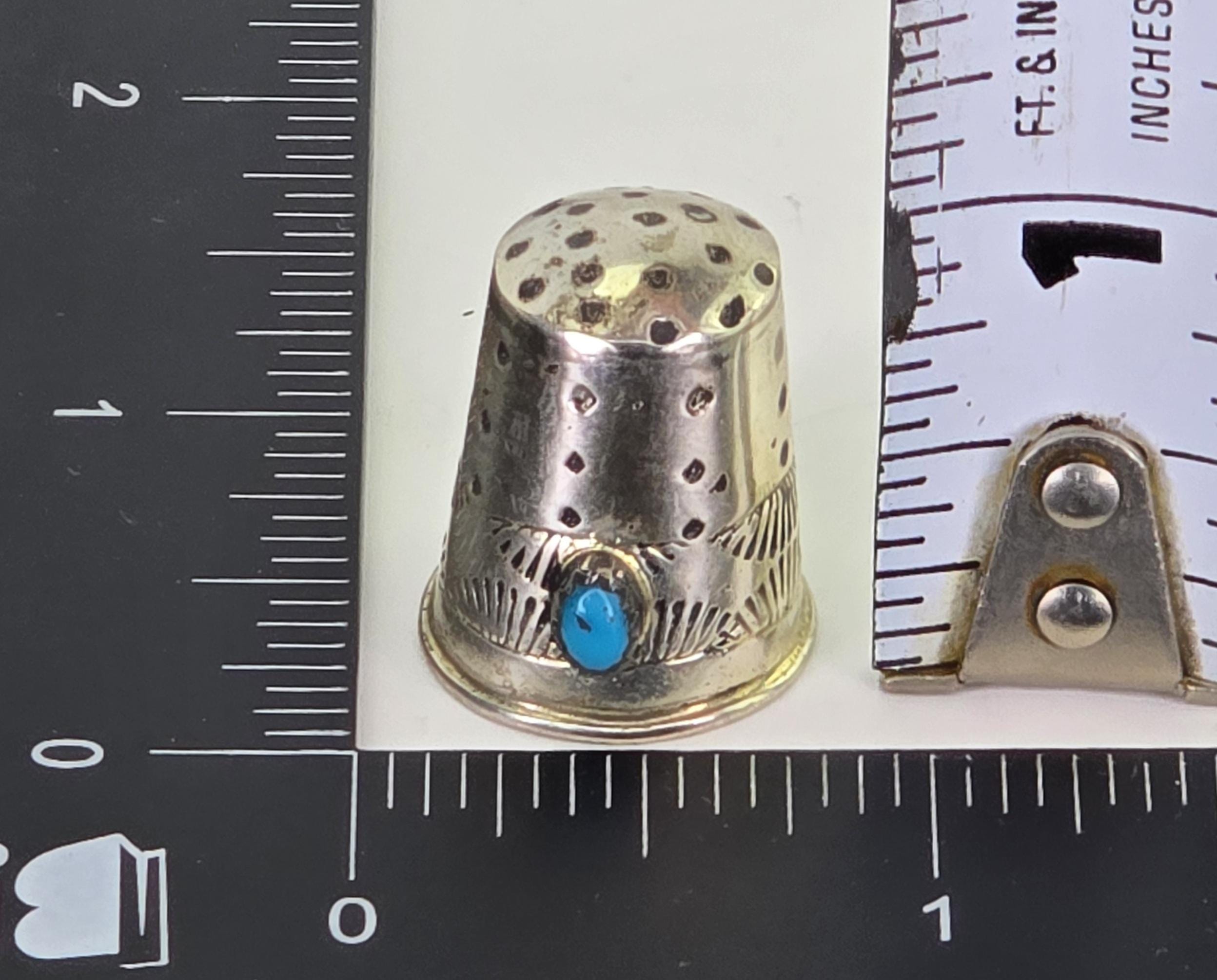 ヴィンテージ 南西部ナバホ ターコイズ スターリングシルバー シンブル