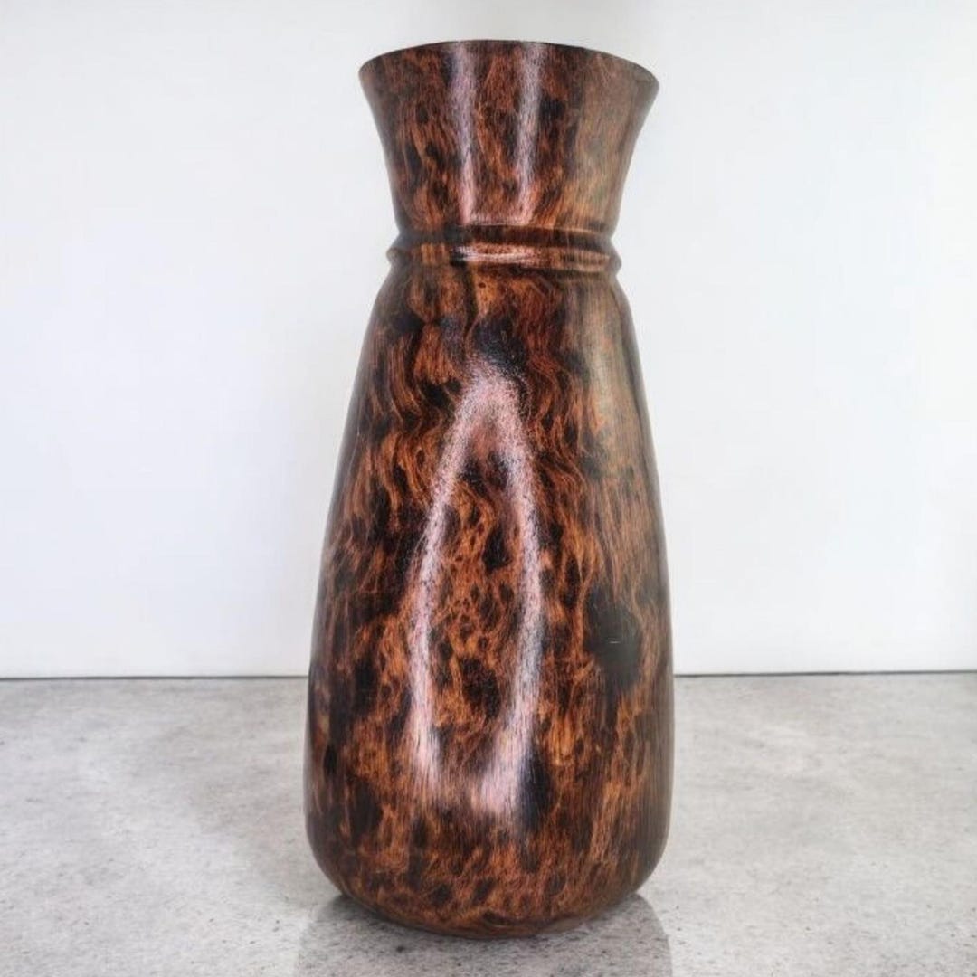 ヴィンテージミッドセンチュリーの大きなエキゾチックな木製花瓶