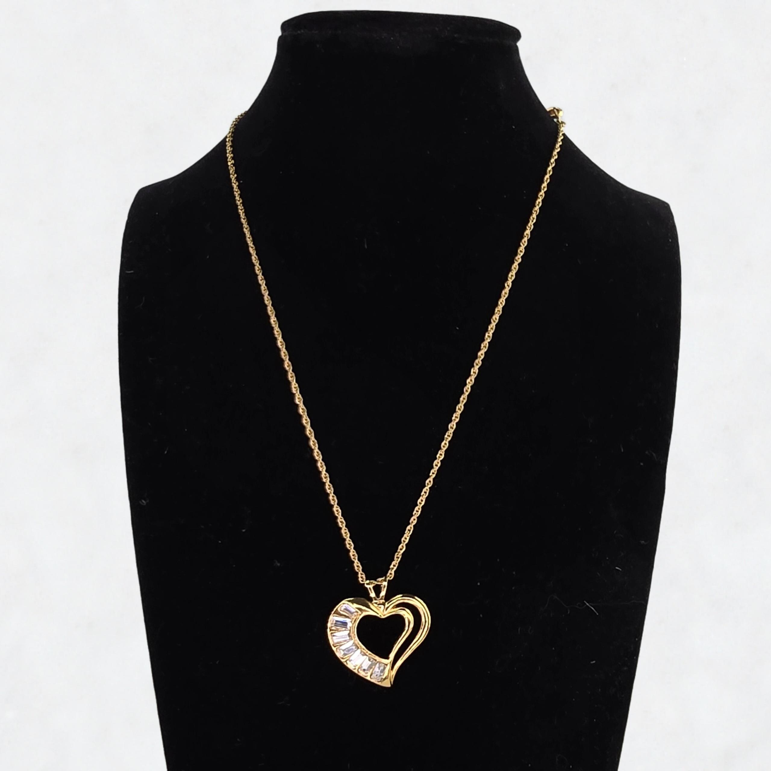 Vintage Open Heart Pendant Necklace Vintage Avon Heart