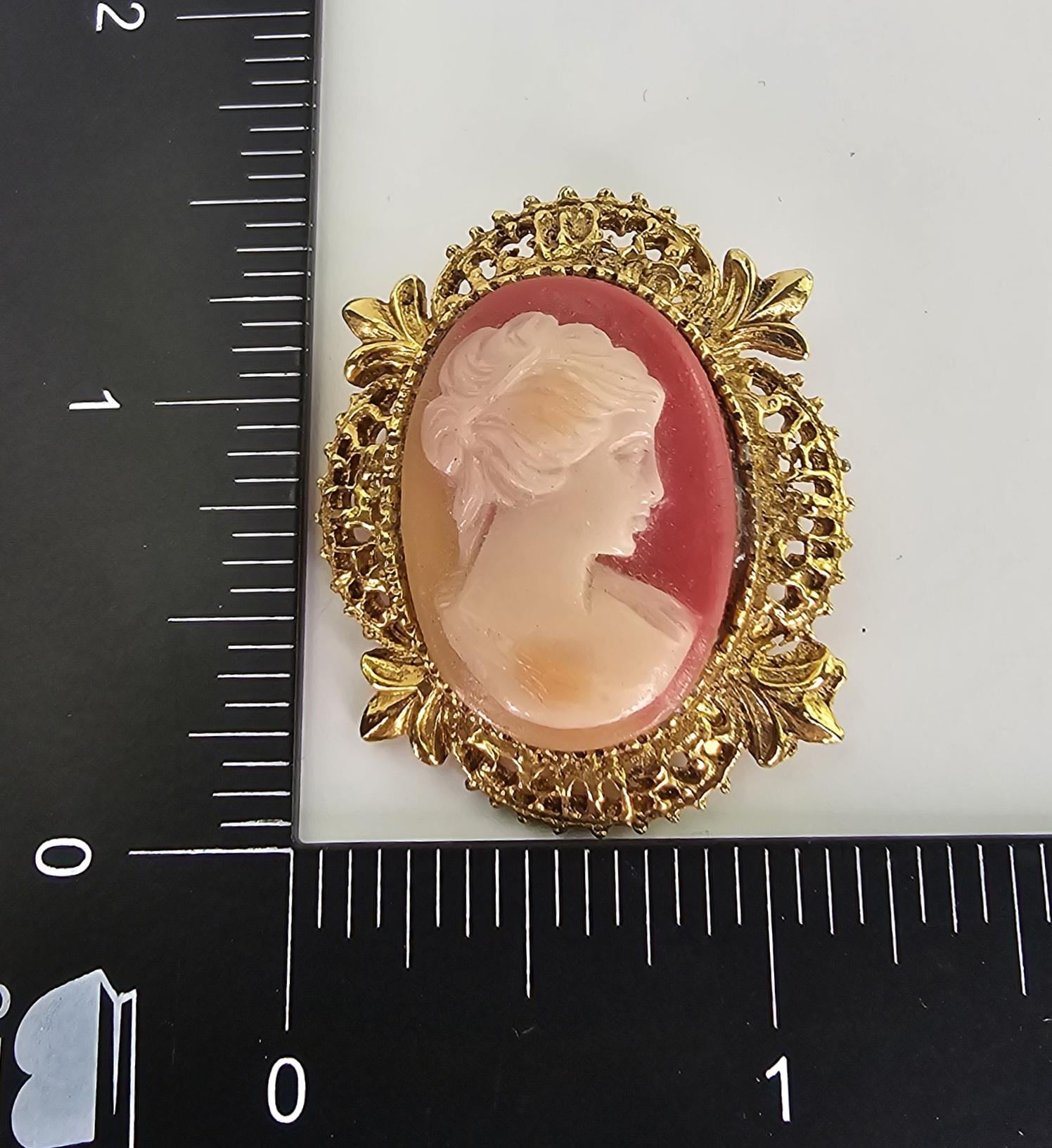ヴィンテージカメオブローチ 彫刻された樹脂製カメオピン ヴィンテージ