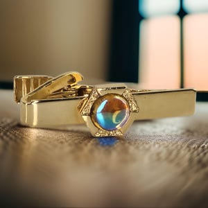 Vintage Mens Tie Clip with Rhinestone Vintage Tie Clip Gold Tone Vintage Mens Jewelry Fancy Tie Clip Gift for Men Vintage Tie Bar Gold Tone