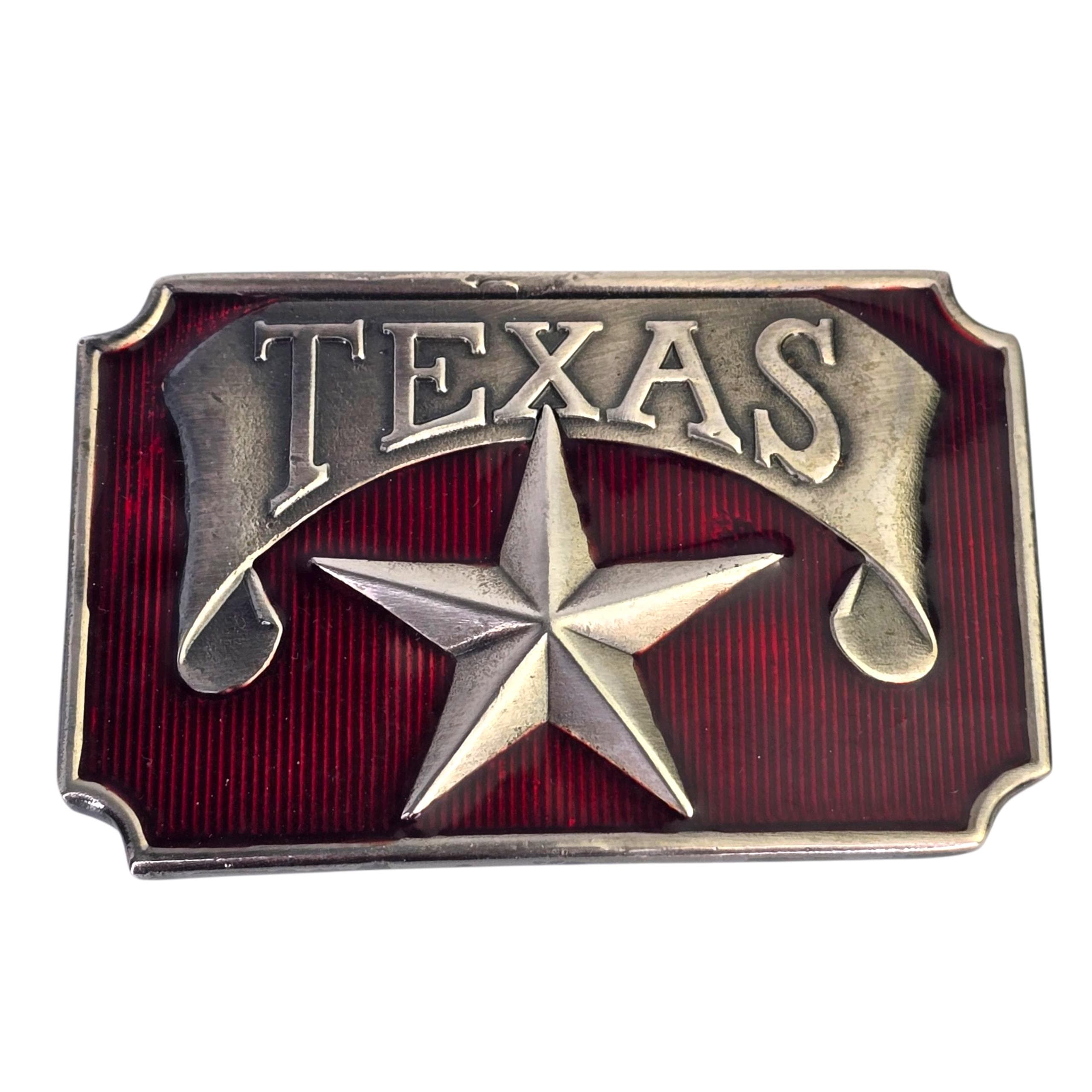 Vintage Texas Lone Star Belt Buckle Texas Red Commemorative  display picture 3
