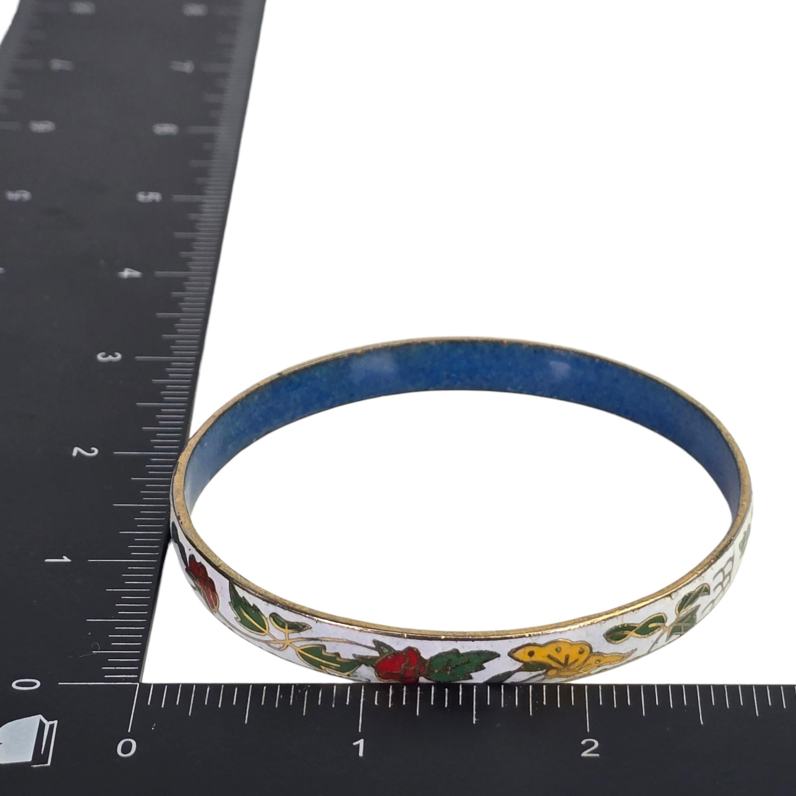 ヴィンテージ七宝焼きバングルブレスレット マルチカラー 繊細な七宝