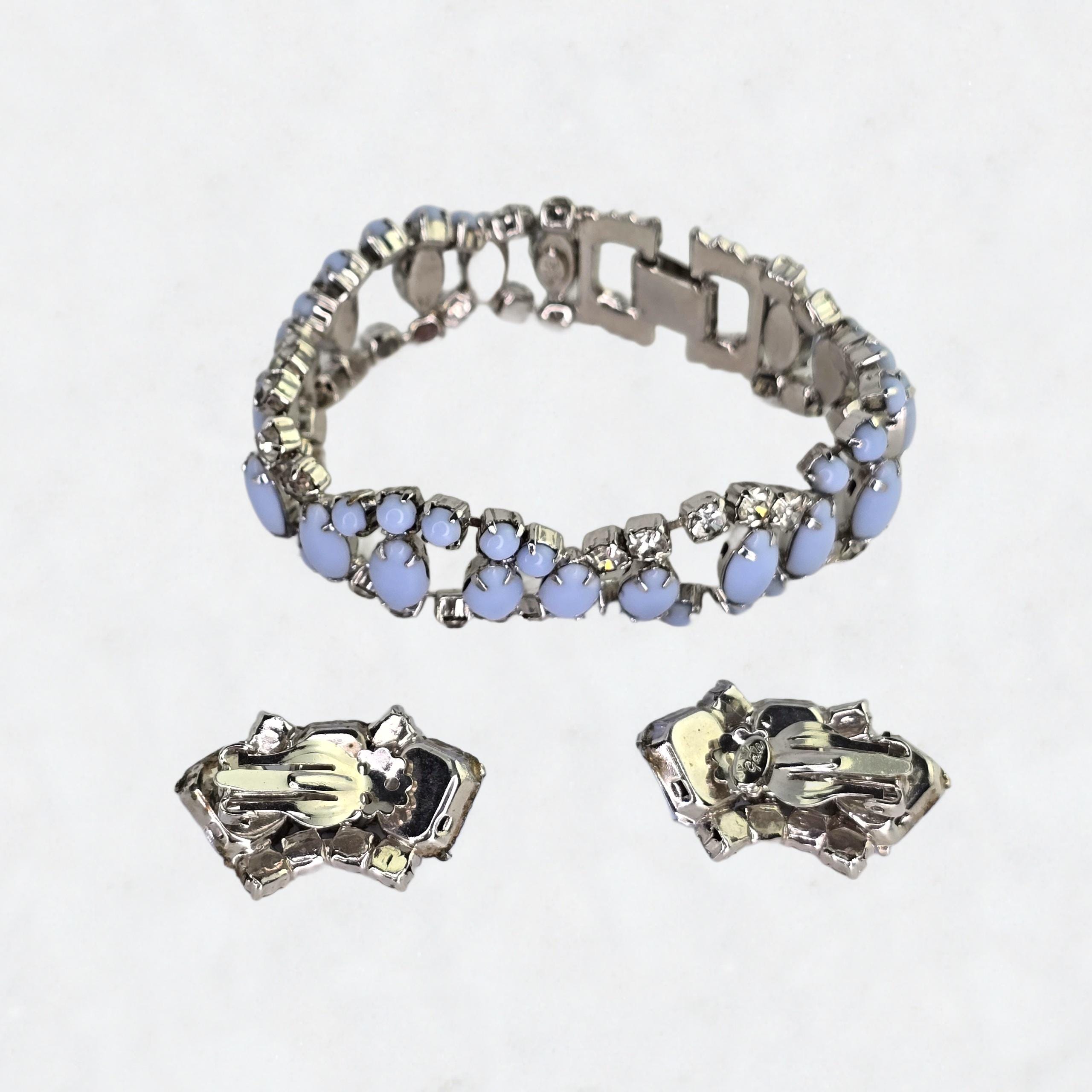 Vintage B David clear rhinestone Bracelet 6.75 BY Gale rhinestone bracelet rhodium 6.75” main image 1