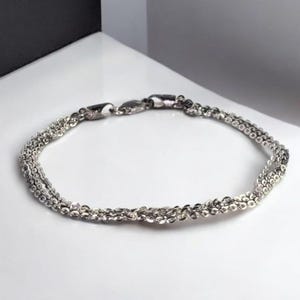 Vintage 925 Sterling Silver Bracelet Italy Silver Triple Strand Chain Hallmarked 925 Silver Bracelet Italian Sterling Bracelet Multistrand