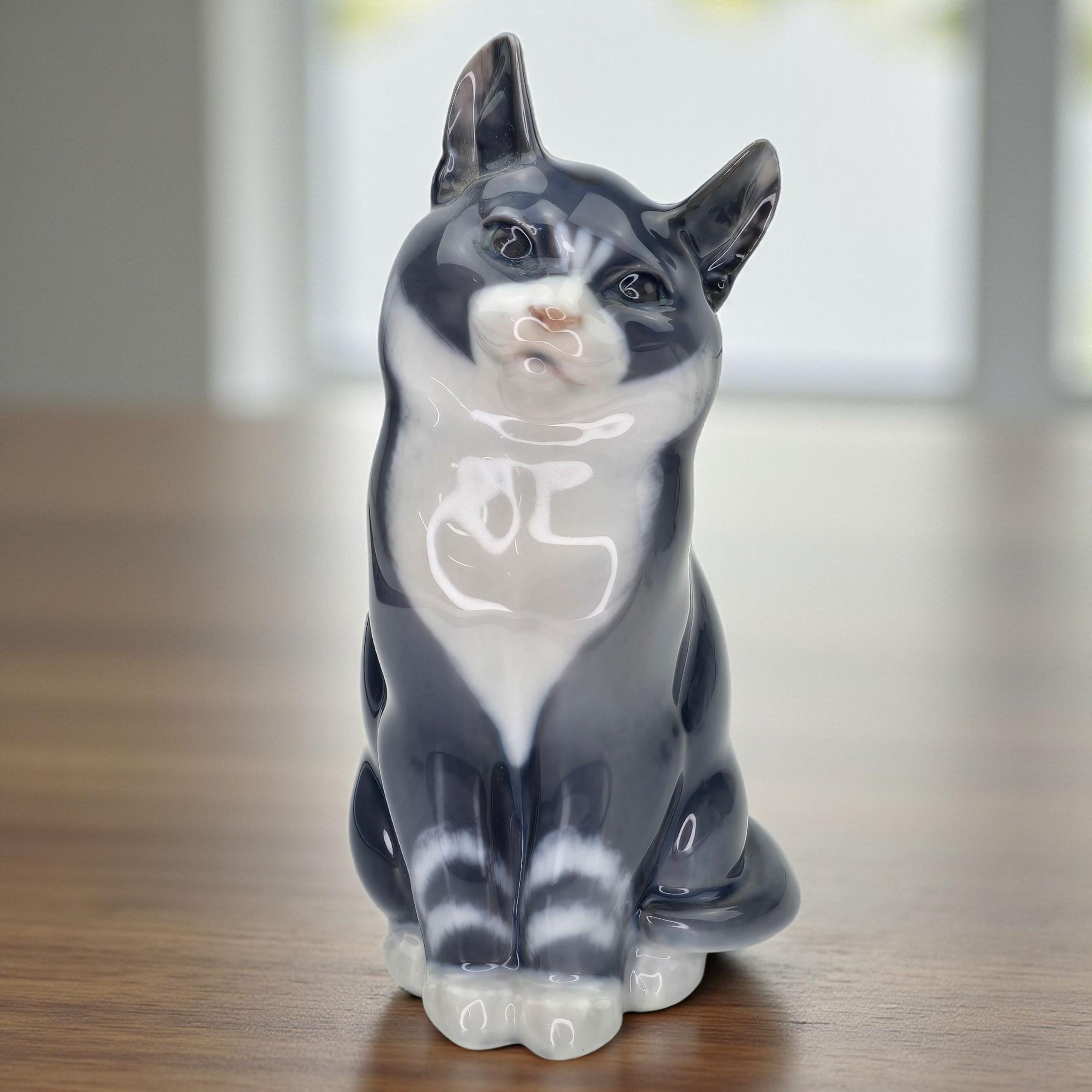 Vintage Signed Rare Royal Copenhagen Denmark Porcelain Grey and