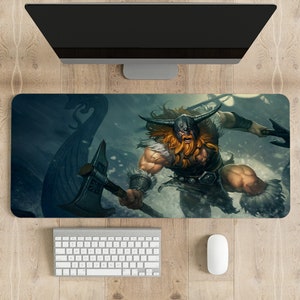 League of Legends Custom Olaf Mousepad, Champions Wallpaper, Lol Wallpaper, Printing Mouse Pad in Different Sizes, Gamer Gifts for Her.