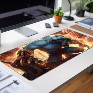 LOL Champion Warwick Urfthemanatee Splash Large Gaming Mouse Pad, League of Legend Custom Keyboard Mat, Lol Print Desk Mat Different Size