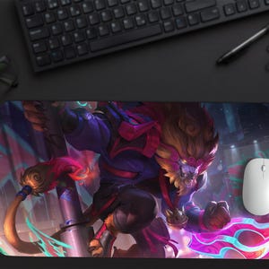 League of Legends Rengar Mousepad, LOLFan Art  Large Custom Gaming Mousepad for Esports and Desk Decor, Artistic Mousepad Gift