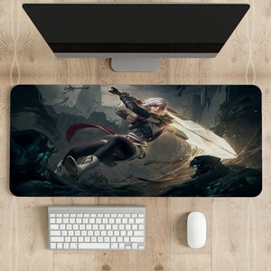 League of Legends Custom Riven, muismat in verschillende maten, gamercadeaus voor haar, bureauaccessoires heren, XXL-muismat, gaming-bureaumat.