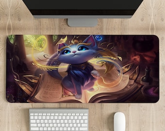 League of Legends Custom Yuumi Mousepad, Gamer Geschenke für Ihn, Schreibtischzubehör Männer, Champs Tapete, Gaming Schreibtischmatte, Lol Tapete.