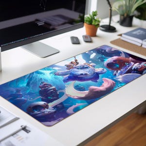 Nunu League of Legends Blue Mouse Pad, Champions Wallpaper, Gaming Desk Mat, Lol Wallpaper, Gaming Mouse Pad Gift Idea, Desk Accessories Men
