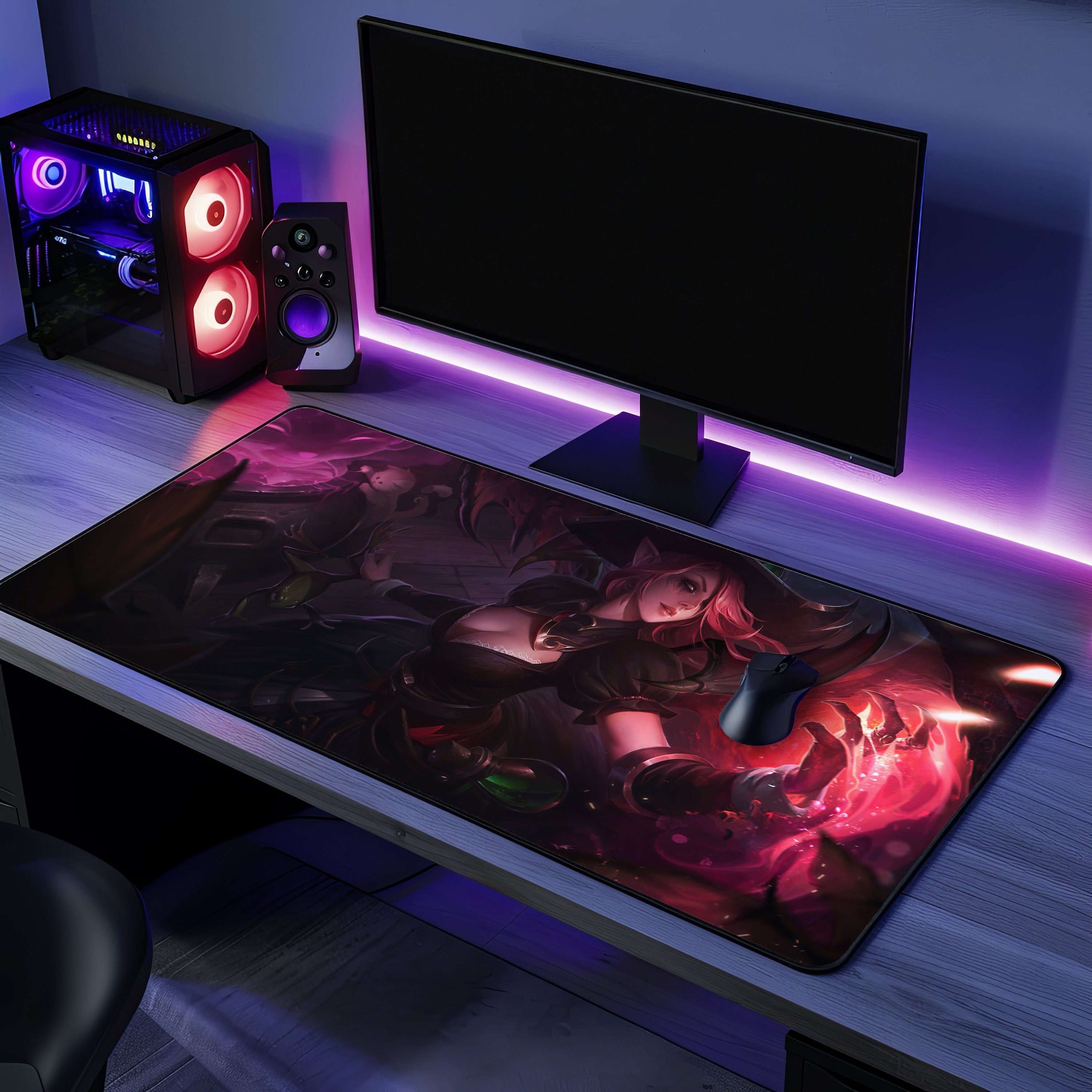 League of Legends Champion Morgana Bewitching Splash LoL Desk Mat, Gaming Mouse Pad, Gaming Mousepad, XXL Keyboard Mat, Desk Accessories