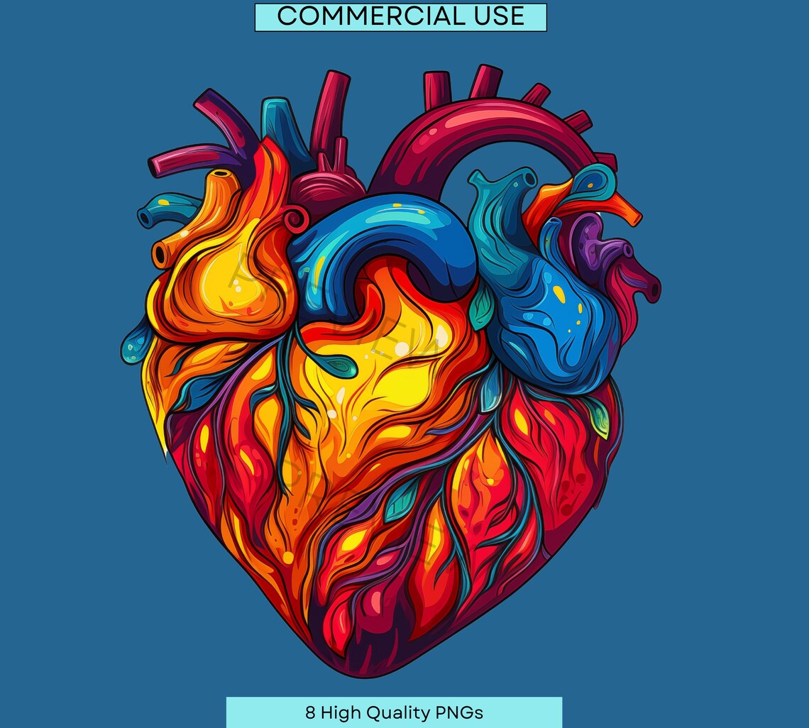 Groovy Human Heart | Anatomy Clipart | Heart Clipart | Medical Graphics ...