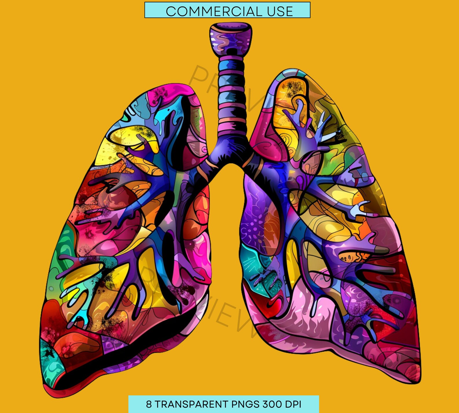 Lungs Clipart | Anatomy Illustrations | Groovy Lung | Lungs Silhouette ...